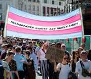 People marching in Trans Pride London in 2019.