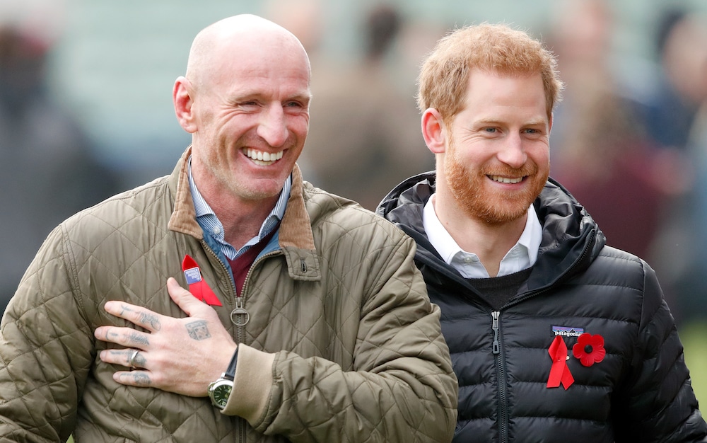 Prince Harry, Duke of Sussex and Gareth Thomas attend a Terrence Higgins Trust event ahead of National HIV Testing Week, 2019