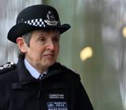 Cressida Dick, commissioner of the Metropolitan Police, stands outside in the police uniform