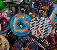 This illustration photo shows "One" condoms displayed on a table