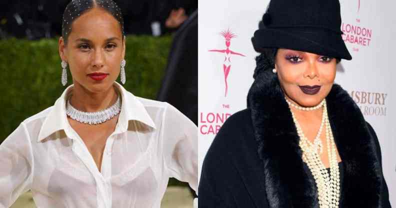 Side by side images of Alicia Keys and Janet Jackson