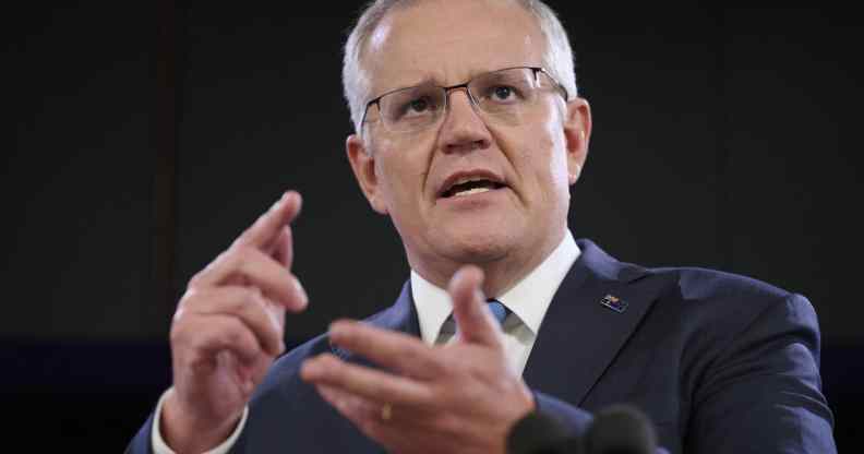 Australian prime minister Scott Morrison gestures