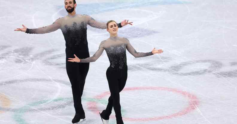 Ashley Cain-Gribble and Timothy LeDuc of Team United States skate during the Pair Skating Free Skating on day fifteen of the Beijing 2022 Winter Olympic Games