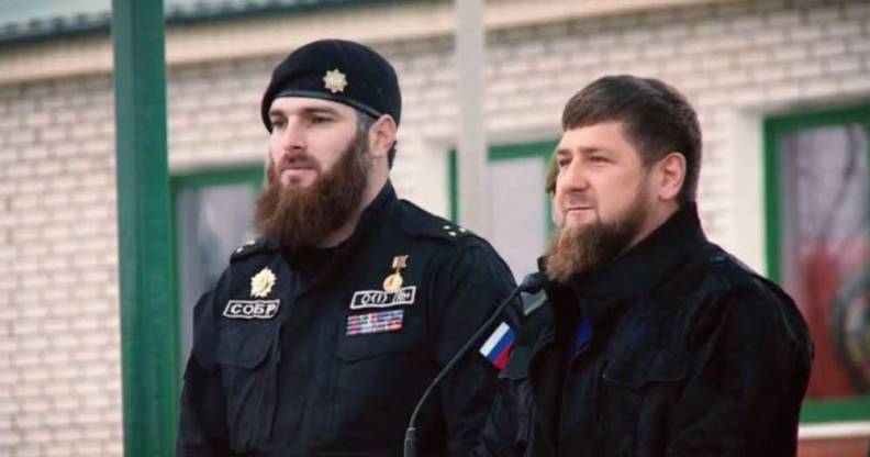 Magomed Tushayev and Ramzan Kadyrov, the leader of Chechnya, stand side by side