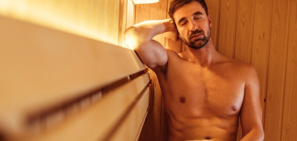 A man in a gay sauna.