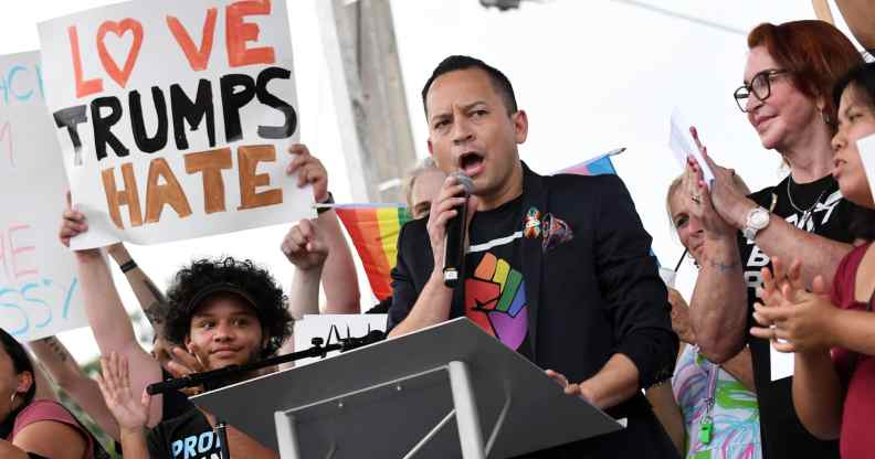 Carlos Guillermo Smith speaks at a rally