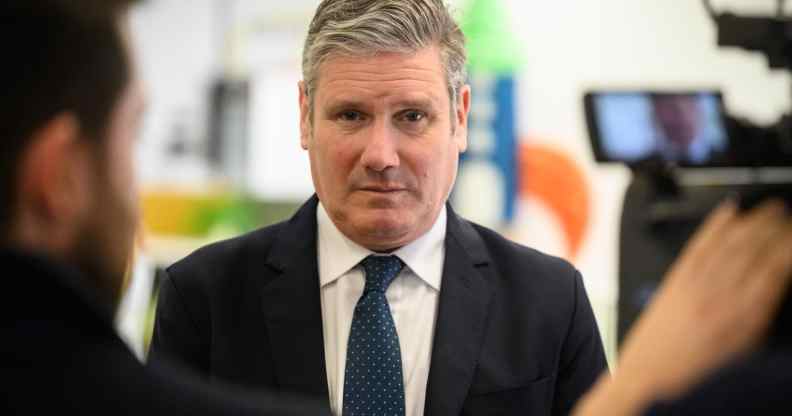 Labour Party leader Keir Starmer speaks to the media