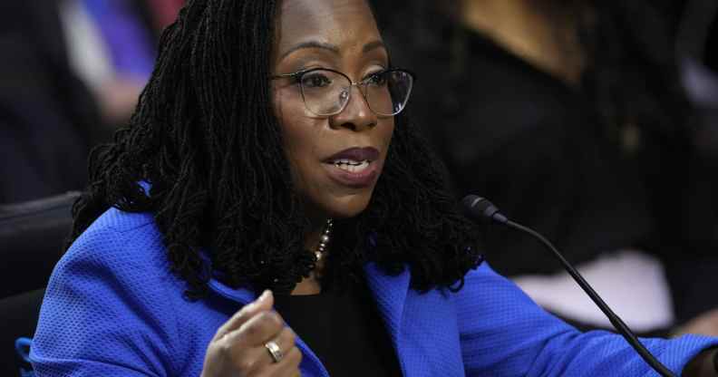 US Supreme Court nominee Judge Ketanji Brown Jackson testifies during her confirmation hearing before the Senate Judiciary Committee