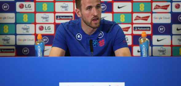 Harry Kane talks to the media