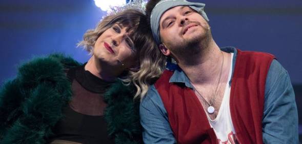 Two actors play Angel and Tom Collins in the Bite My Thumb production of Rent