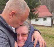 Judge Rinder hugging the grandmother of Oksana Platero