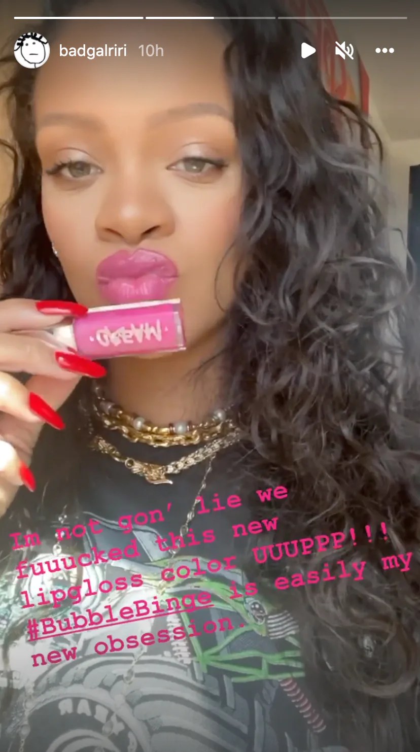 Rihanna posted a video on her Instagram wearing the Fenty Beauty lipgloss. 