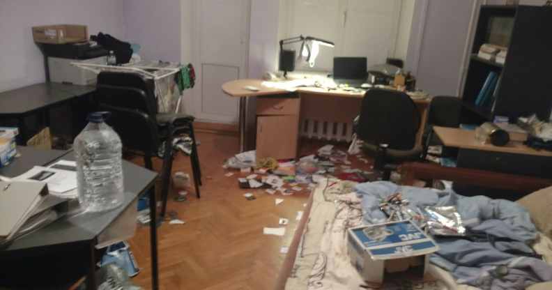 The offices of LGBT Human Rights Nash Mir Center in Kyiv were ransacked by a group of armed men.