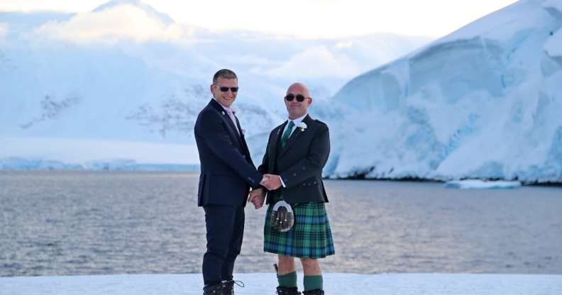 Stephen Carpenter and Eric Bourne have become the first same-sex couple to marry in British Antarctic Territory