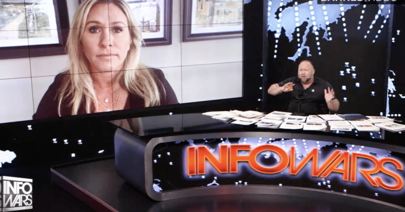 Marjorie Taylor Greene appears on Infowars with Alex Jones