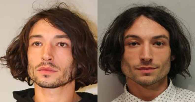 The police booking photos of Ezra Miller from their second (L) and first arrest in Hawaii