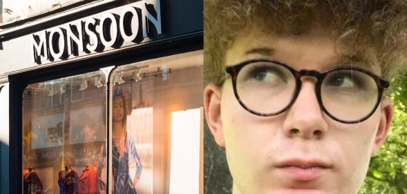 Side-by-side of a Monsoon storefront and Charlie Moore