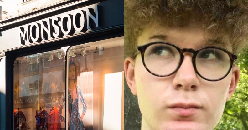 Side-by-side of a Monsoon storefront and Charlie Moore