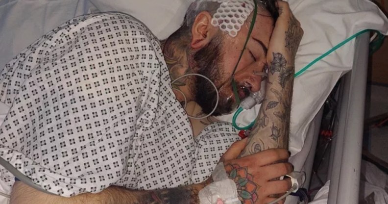 Morgan Fevre lying in a hospital bed