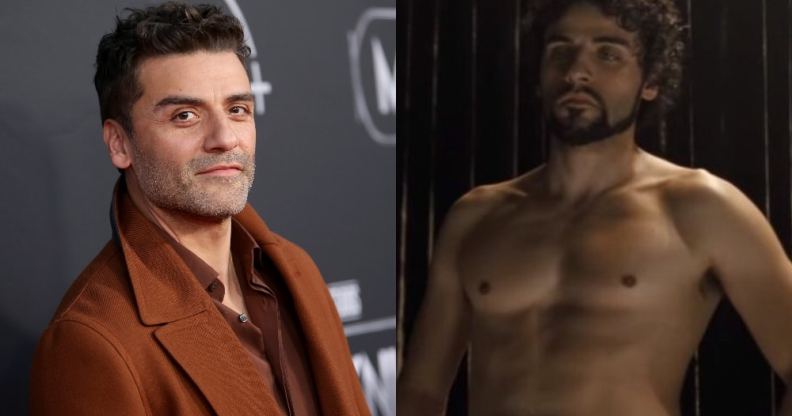 Oscar isaac on the red carpet and in the 2010 film Robin Hood