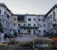 A heavily damaged hospital in Volnovakha, one of the cities most affected by the war