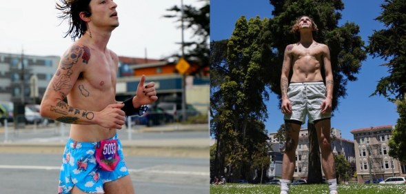 Cal Calamia won in the non-binary category at the Bay to Breakers race in San Francisco.