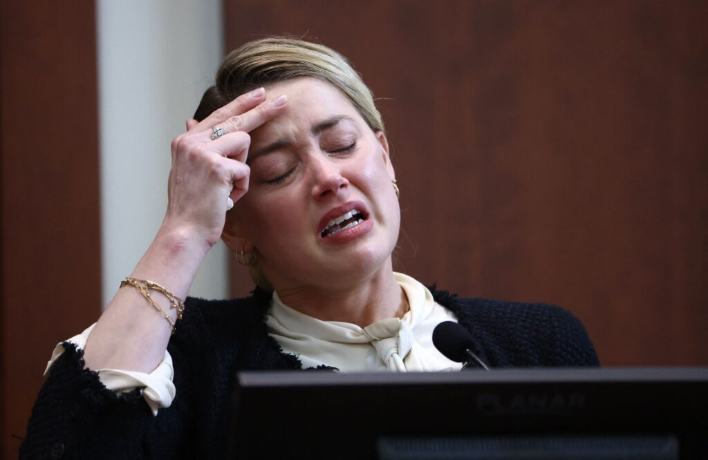 Amber Heard testifies at the Fairfax County Circuit Courthouse in Fairfax, Virginia