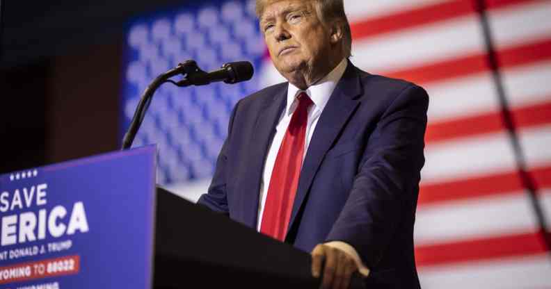 Donald Trump speaks at a rally in Wyoming