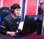 eSports player Vincent Wang aka Biofrost reacts prior to the game during the League of Legends 2020 Worlds Group stage at SMT studio in Shanghai, China.g an eSports tournament