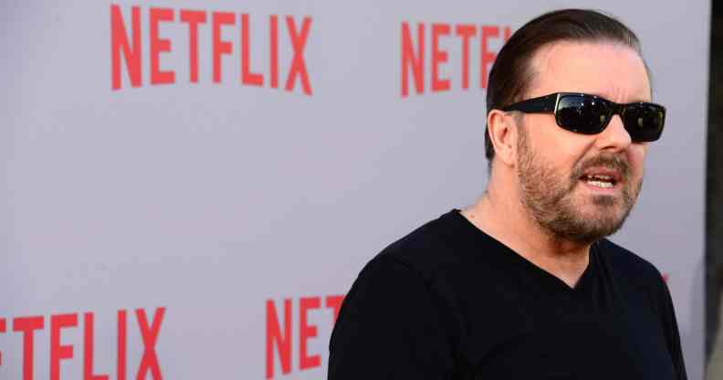 Ricky Gervais arrives for the screening of Netflix's Derek