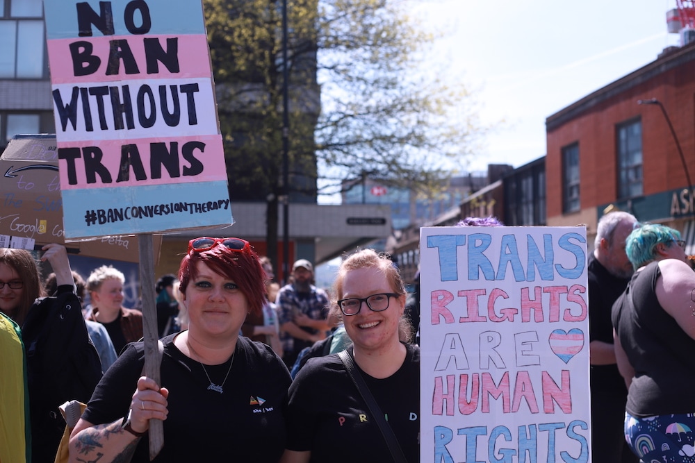 Protesters outside Sheffield City Hall