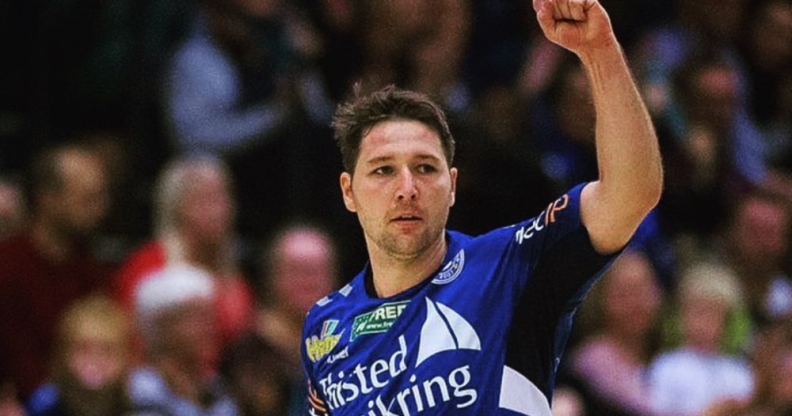 Jacob Bjørn Hessellund gestures on the court