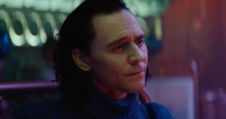 Tom Hiddleston appears as the Marvel character Loki from his solo TV series on Disney Plus