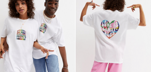 New Look has released a line of t-shirts to celebrate Pride Month.