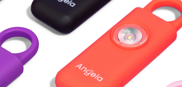 Angela is the personal safety alarm that easily attaches to your keys or bag.