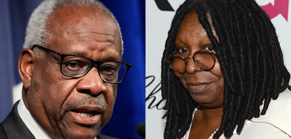 Clarence Thomas and Whoopi Goldberg