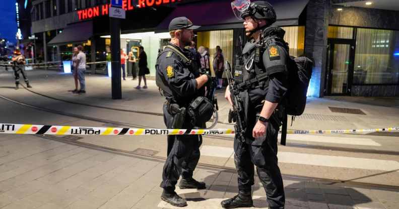 Police secure the area after a shooting outside Oslo's largest queer nightclub