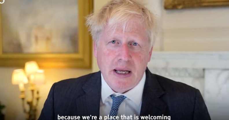 Boris Johnson speaking to the camera