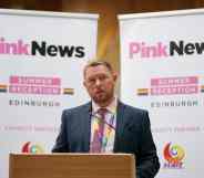 Jamie Greene speaking at the PinkNews summer reception in Edinburgh.