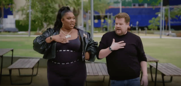 Lizzo repped her inclusive shapewear brand Yitty during her Carpool Karaoke appearance.