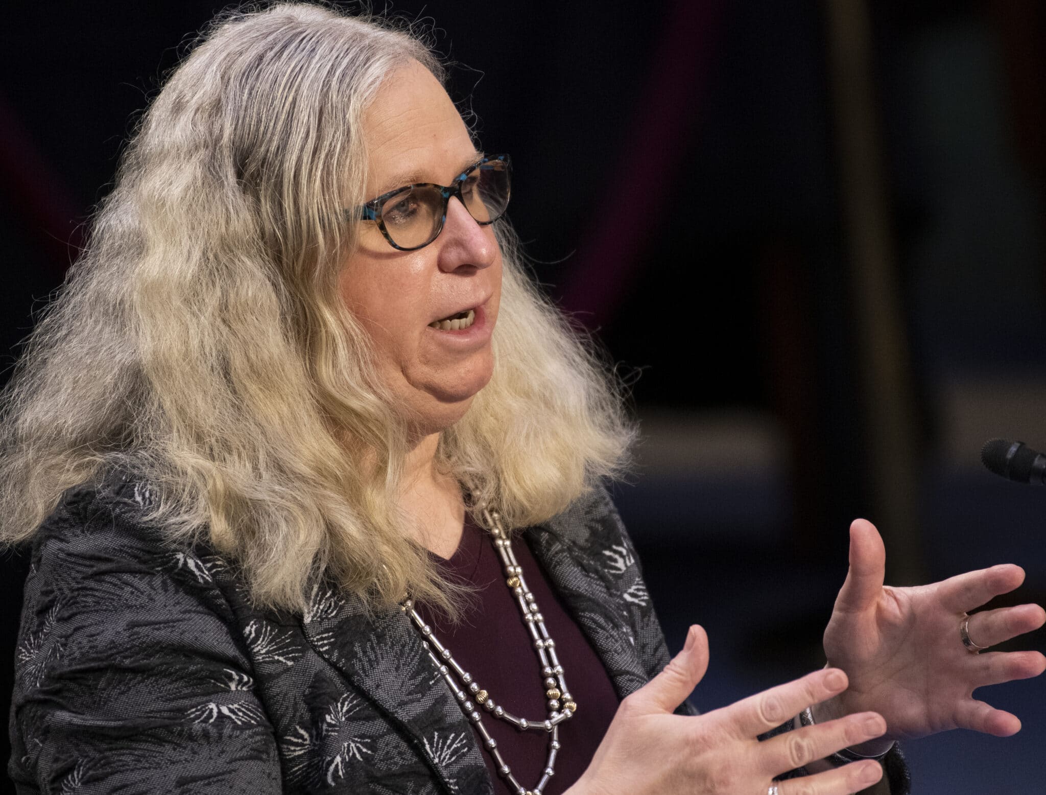 Rachel Levine, nominee for Assistant Secretary in the Department of Health and Human Services testifies at her confirmation hearing before the Senate Health, Education, Labor, and Pensions Committee February 25, 2021 on Capitol Hill in Washington.