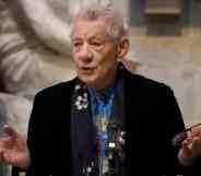 British actor Sir Ian McKellen speaks during a service to dedicate a memorial stone to actor Sir John Gielgud in Poets' Corner at Westminster Abbey on April 26, 2022 in London, England.