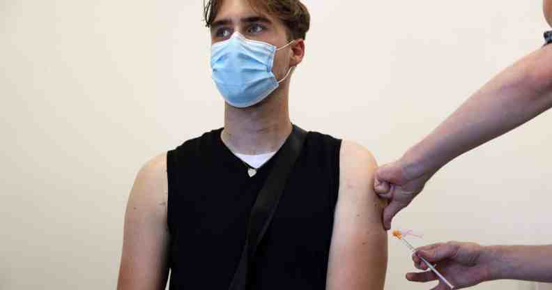 A man receives a vaccination dose against monkeypox