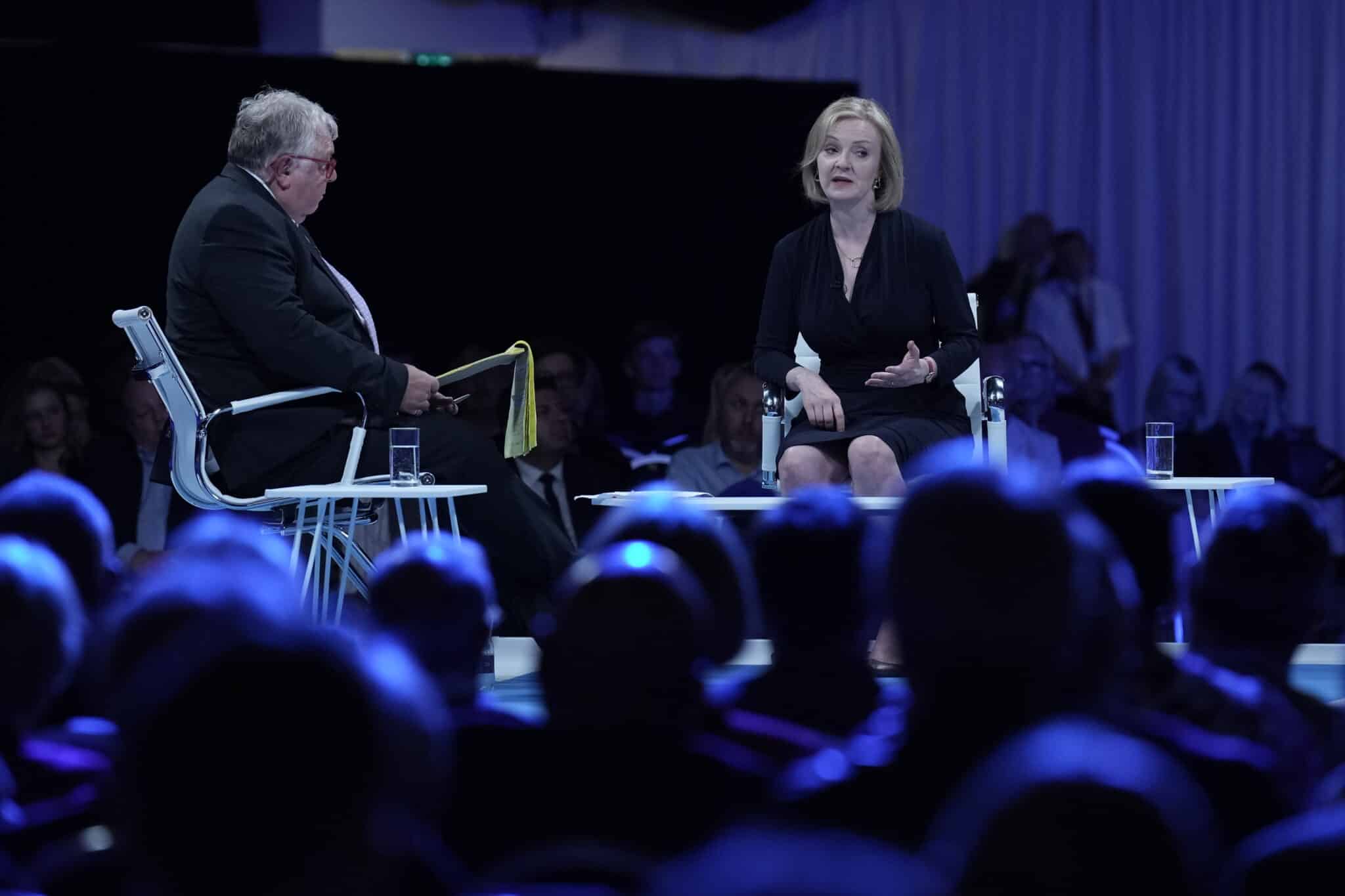 Foreign Secretary Liz Truss meets Nick Ferrari at the Leeds Hustings at Elland Road on July 28, 2022