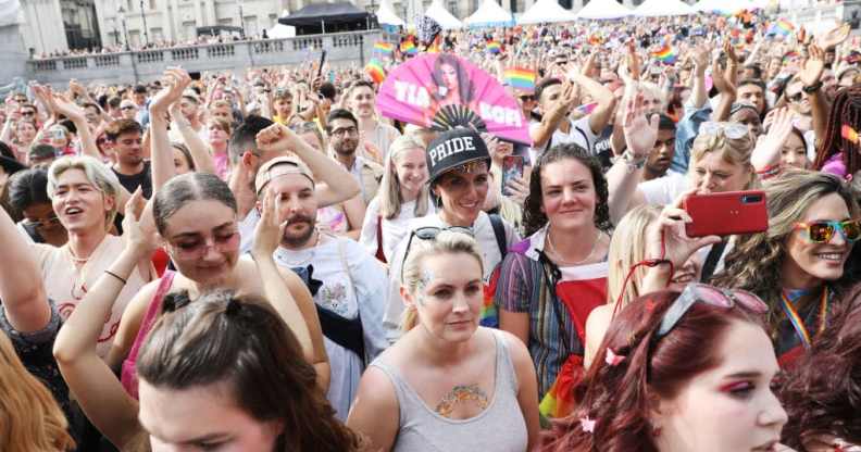 A general view during Pride in London 2022: The 50th Anniversary at Trafalgar Square on July 02, 2022 in London, England.