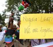 Kenyan gay and lesbian organisations demonstrate outside the Nigerian High Commission i