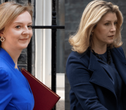 Liz Truss and Penny Mordaunt respectively walking to No.10