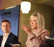 Michelle O'Neill speaking at the PinkNews Belfast Summer Reception 2022.