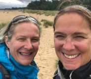 A selfie of Sarah Osborne and Helen Arnold out in a field