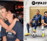 Sam Kerr and Kristie Mewis next to the FIFA 23 global cover